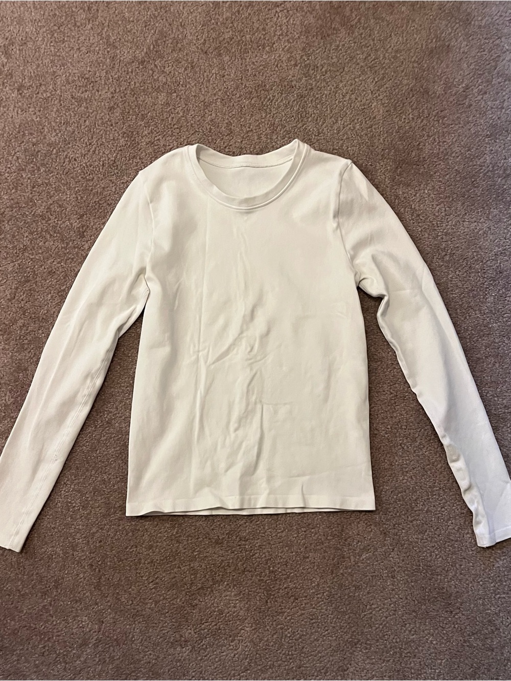 Amazon White Ribbed Basic Long Sleeve Shirt